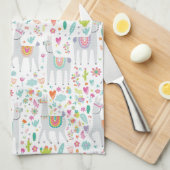 Linge De Cuisine Motif en pastel mignon de lama (Quart Plié)
