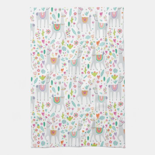 Linge De Cuisine Motif en pastel mignon de lama (Vertical)