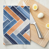Linge De Cuisine Motif en squelette dans Navy Blue and Orange (Quart Plié)