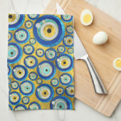 Linge De Cuisine Motif en verre bleu grec d'amulette d'oeil mauvais (Quart Plié)