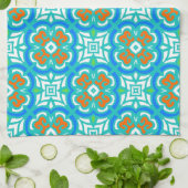 Linge De Cuisine Motif ethnique Turquoise (Plié)