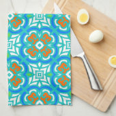 Linge De Cuisine Motif ethnique Turquoise (Quart Plié)