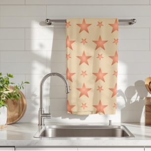 Linge De Cuisine Motif étoilé en terre cuite orange