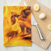 Linge De Cuisine Motif Feu Et Flames (Quart Plié)