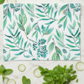 Linge De Cuisine Motif Feuille aquarelle (Plié)
