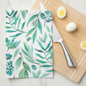 Linge De Cuisine Motif Feuille aquarelle (Quart Plié)
