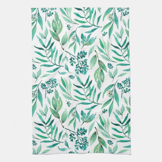 Linge De Cuisine Motif Feuille aquarelle (Vertical)