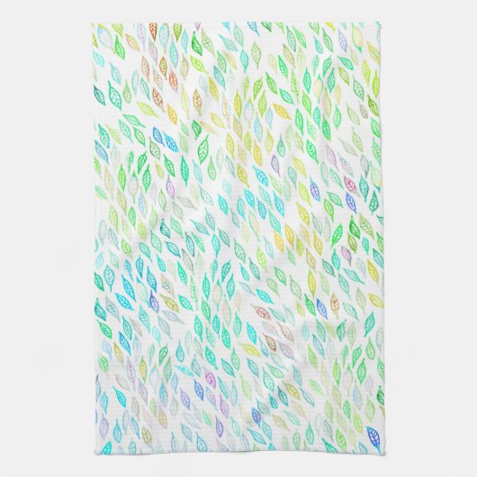 Linge De Cuisine Motif Feuille couleur aquarelle (Vertical)