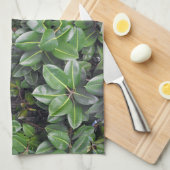Linge De Cuisine Motif feuille de caoutchouc (Quart Plié)