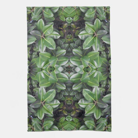 Linge De Cuisine Motif feuille de caoutchouc (Vertical)