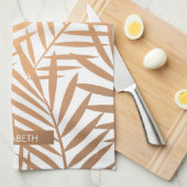 Linge De Cuisine Motif Feuille de palmier d'or (Quart Plié)