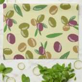 Linge De Cuisine Motif Feuille d'olive et d'olive rustique (Plié)