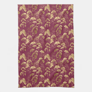 Linge De Cuisine Motif feuille d'or de Bourgogne