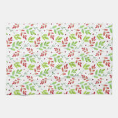Linge De Cuisine Motif Feuille mixte rouge, vert aquarelle (Horizontal)