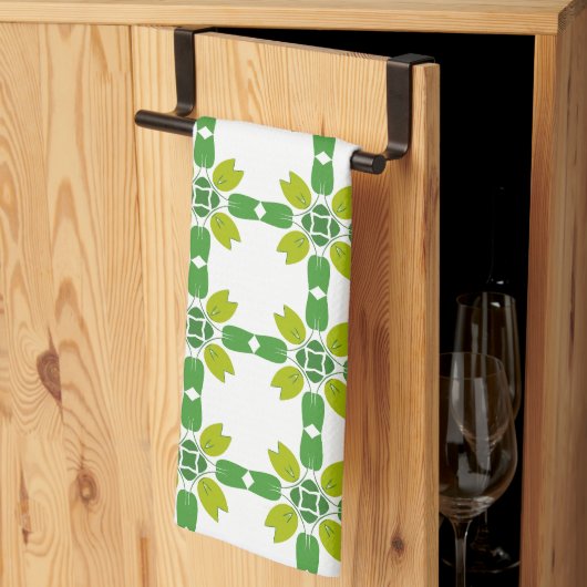 Linge De Cuisine Motif Feuille, Motif De Feuilles, Feuilles Verts (Pliage en tiers)