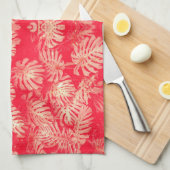 Linge De Cuisine Motif Feuille Red Palm (Quart Plié)