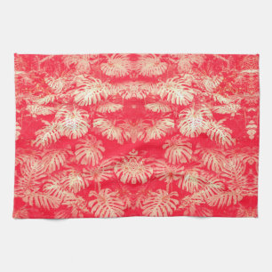 Linge De Cuisine Motif Feuille Red Palm