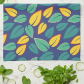 Linge De Cuisine Motif Feuille vert et jaune en chute (Plié)