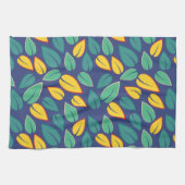 Linge De Cuisine Motif Feuille vert et jaune en chute (Horizontal)