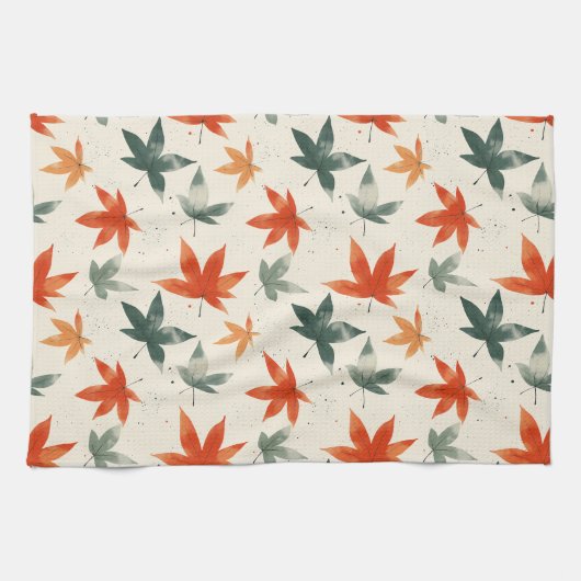 Linge De Cuisine Motif Feuilles d'automne (Horizontal)