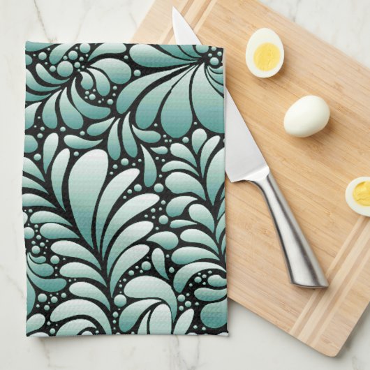 Linge De Cuisine Motif Fleur désirable en Minty Green (Quart Plié)