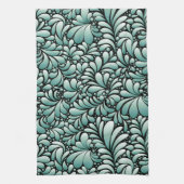 Linge De Cuisine Motif Fleur désirable en Minty Green (Vertical)