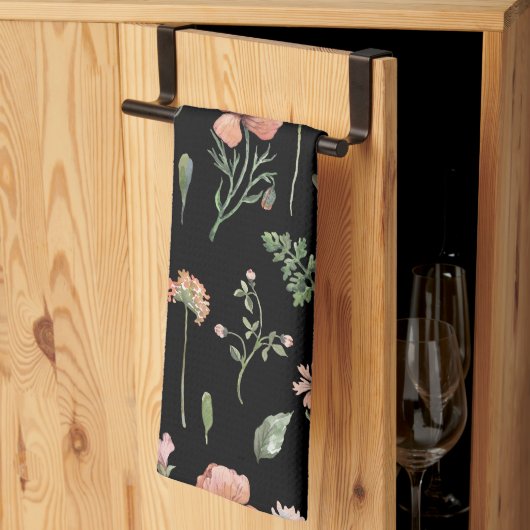 Linge De Cuisine Motif Fleur sauvage aquarelle (Pliage en tiers)