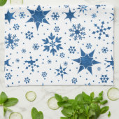 Linge De Cuisine Motif Flocon de Neige Bleu (Plié)