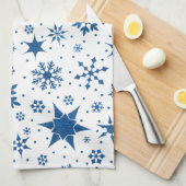 Linge De Cuisine Motif Flocon de Neige Bleu (Quart Plié)