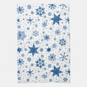Linge De Cuisine Motif Flocon de Neige Bleu (Vertical)