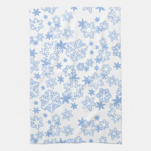 Linge De Cuisine Motif Flocon de Neige Bleu Clair Hiver