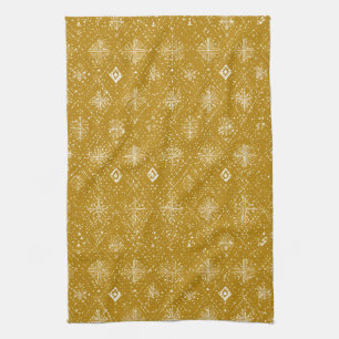 Linge De Cuisine Motif Flocon de Neige de Noël Automne Doré