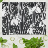 Linge De Cuisine Motif flocon noir et blanc (Plié)