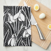 Linge De Cuisine Motif flocon noir et blanc (Quart Plié)