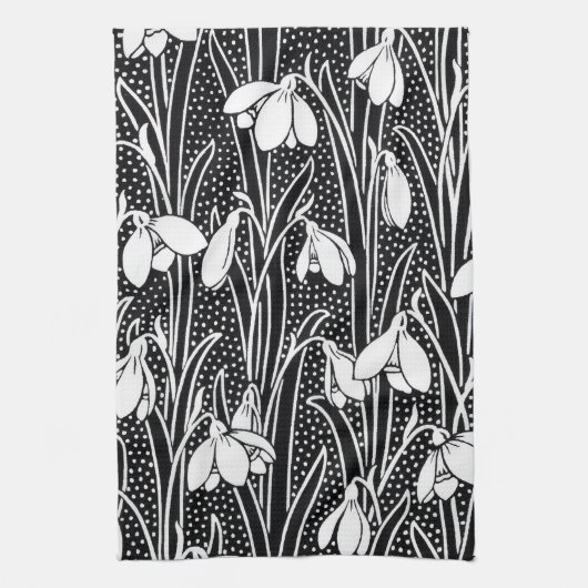 Linge De Cuisine Motif flocon noir et blanc (Vertical)