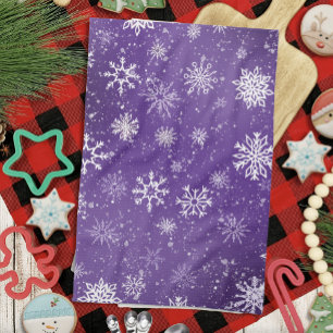 Linge De Cuisine Motif Flocons de Neige Violets Magique Vacances d'