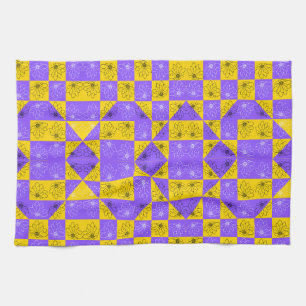 Linge De Cuisine Motif floral à damier géométrique esthétique