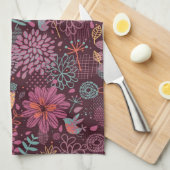 Linge De Cuisine Motif floral abstrait avec des oiseaux (Quart Plié)