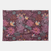 Linge De Cuisine Motif floral abstrait avec des oiseaux (Horizontal)