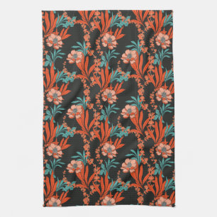 Linge De Cuisine Motif floral abstrait d'orange
