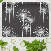 Linge De Cuisine Motif floral blanc noir (Plié)