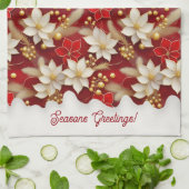 Linge De Cuisine Motif floral blanc rouge Noël #17 ID1009 (Plié)