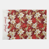 Linge De Cuisine Motif floral blanc rouge Noël #17 ID1009 (Horizontal)