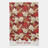 Linge De Cuisine Motif floral blanc rouge Noël #17 ID1009 (Vertical)