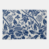Linge De Cuisine Motif floral bleu complexe sur fond clair (Horizontal)