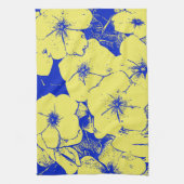 Linge De Cuisine Motif floral bleu jaune (Vertical)