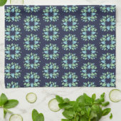 Linge De Cuisine Motif floral bleu vert foncé moderne (Plié)