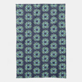 Linge De Cuisine Motif floral bleu vert foncé moderne (Vertical)