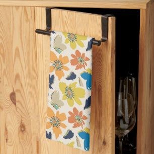 Linge De Cuisine Motif floral bohème dessiné à la main de manière a