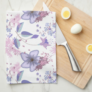 Linge De Cuisine Motif floral botanique pastel lavande et blush